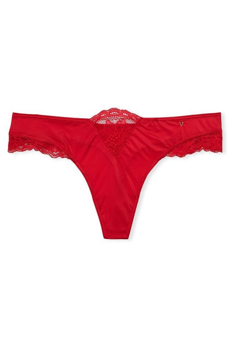 Lipstick Red Victoria's Secret Very Sexy Lace Thong Knickers | 5749ISCRF