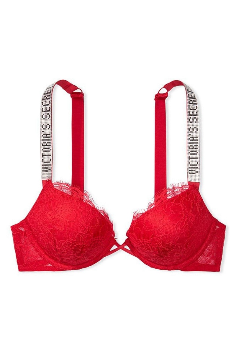 Lipstick Red Victoria's Secret Very Sexy Shine Strap Add 2 Cups Bombshell Bra | 0568WJUXM