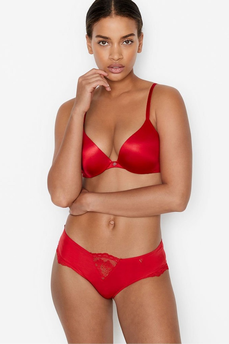 Lipstick Red Victoria's Secret Very Sexy Smooth Plunge Push Up Bra | 3907UVDST