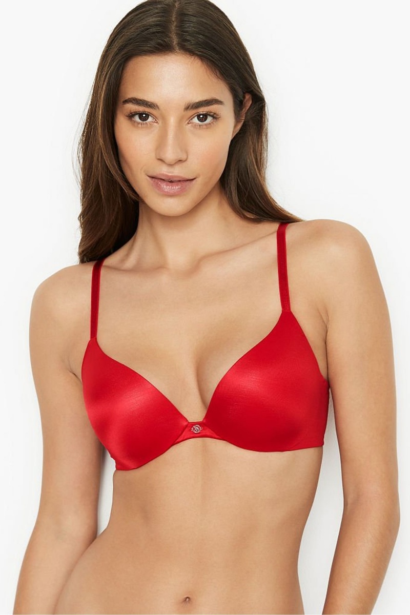 Lipstick Red Victoria\'s Secret Very Sexy Smooth Plunge Push Up Bra | 3907UVDST