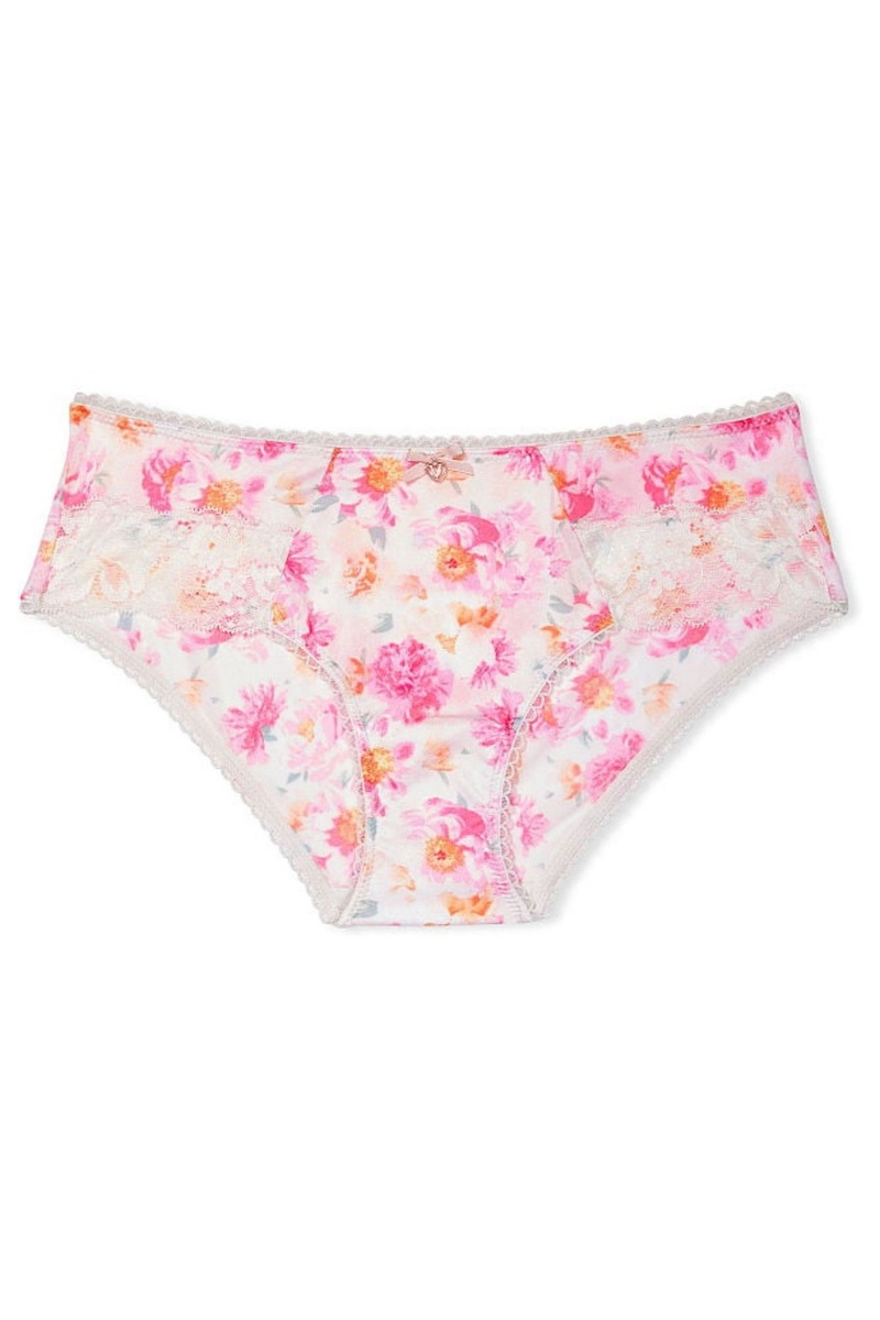 Lovely Peonies Pink Victoria's Secret Body by Victoria Lace Trim Hipster Knickers | 8945HMVTI