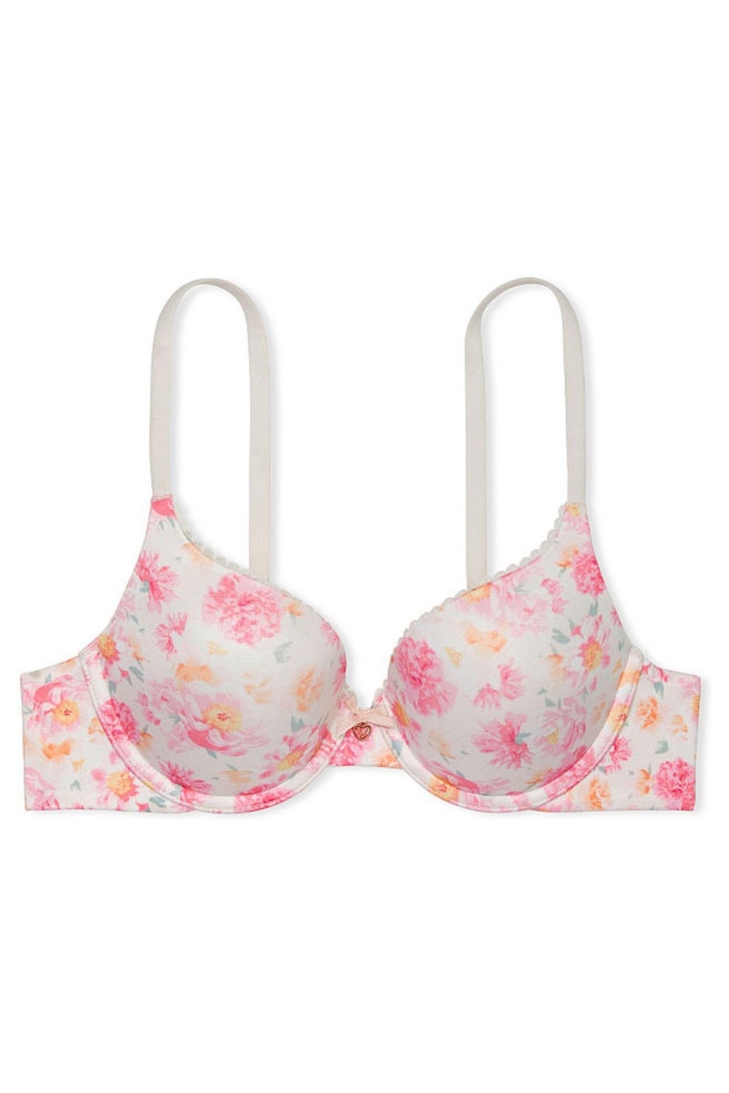 Lovely Peonies White Victoria's Secret Body by Victoria Smooth Full Cup Push Up Bra | 6548DWMZT