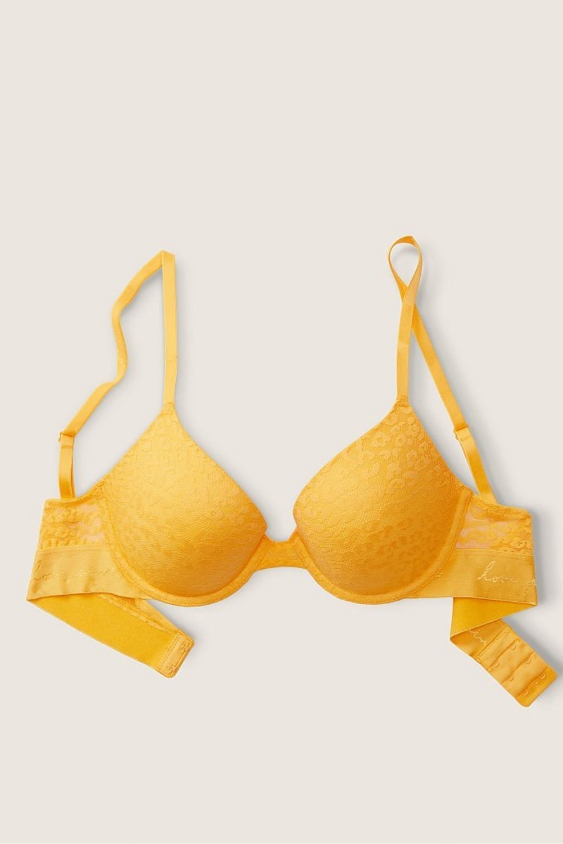 Maize Yellow Victoria's Secret Wear Everywhere Lace Push Up T-Shirt Bra | 3908EXOMA