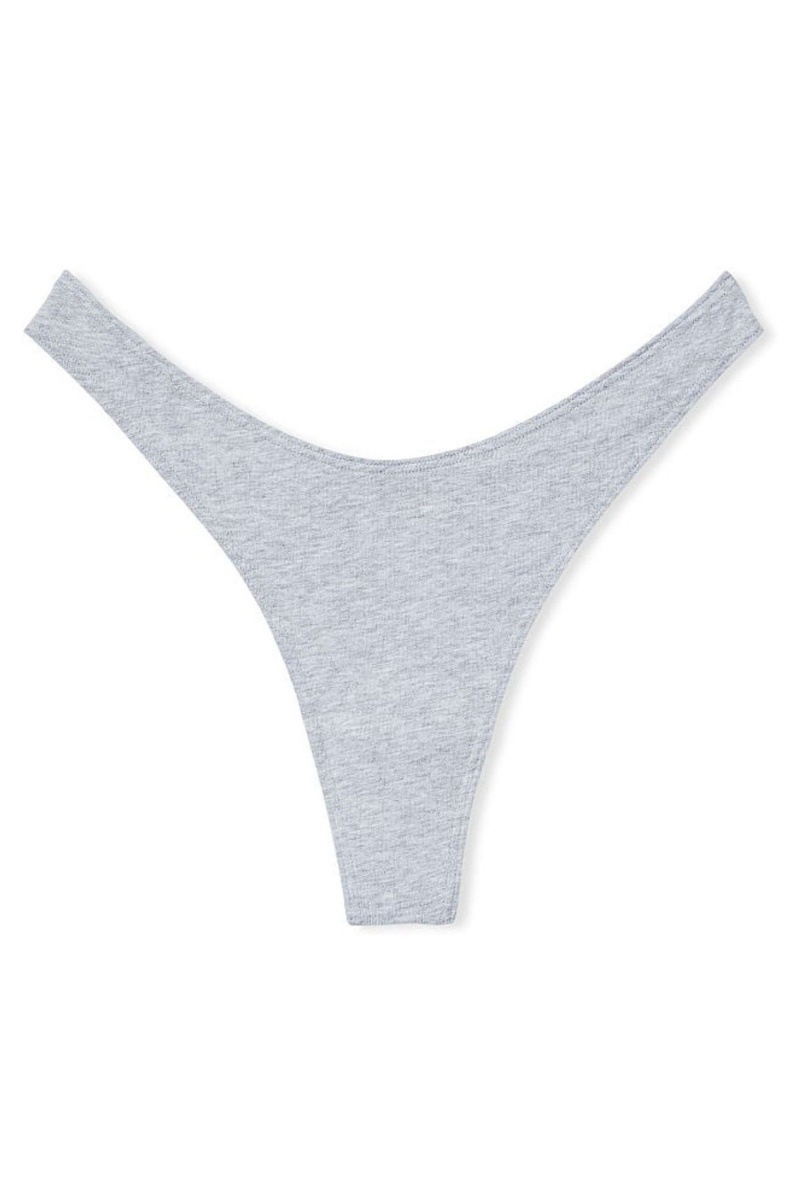 Medium Heather Grey Victoria's Secret Stretch Cotton Cotton High Leg Thong Knickers | 3294YLAGR