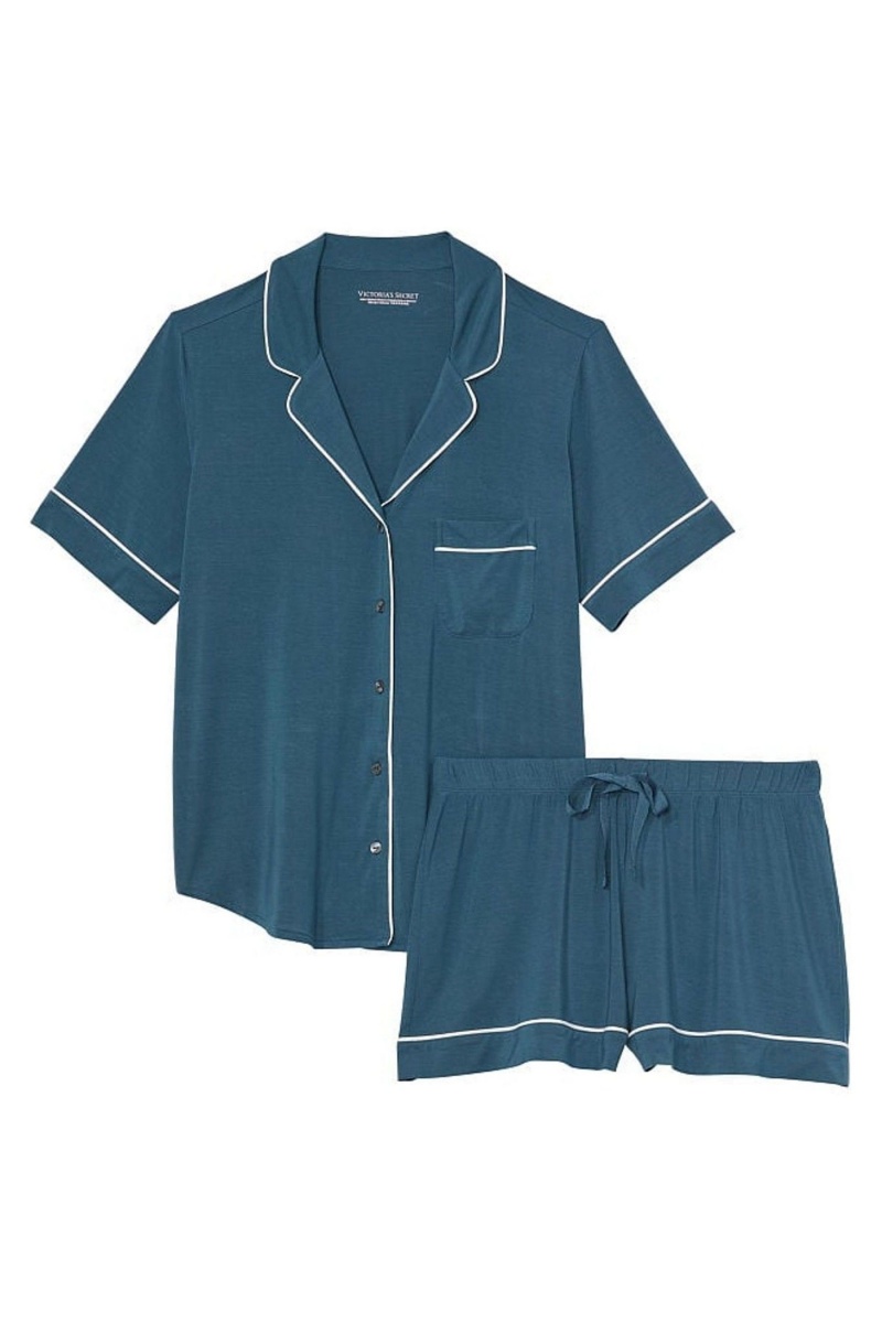 Midnight Sea Blue Victoria's Secret Modal Pyjama Short Pyjamas Set | 3247HLFUO