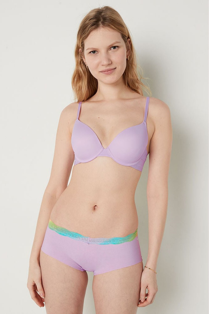 Misty Lilac Purple Victoria\'s Secret Wear Everywhere Smooth Push Up T-Shirt Bra | 6435OJBFA