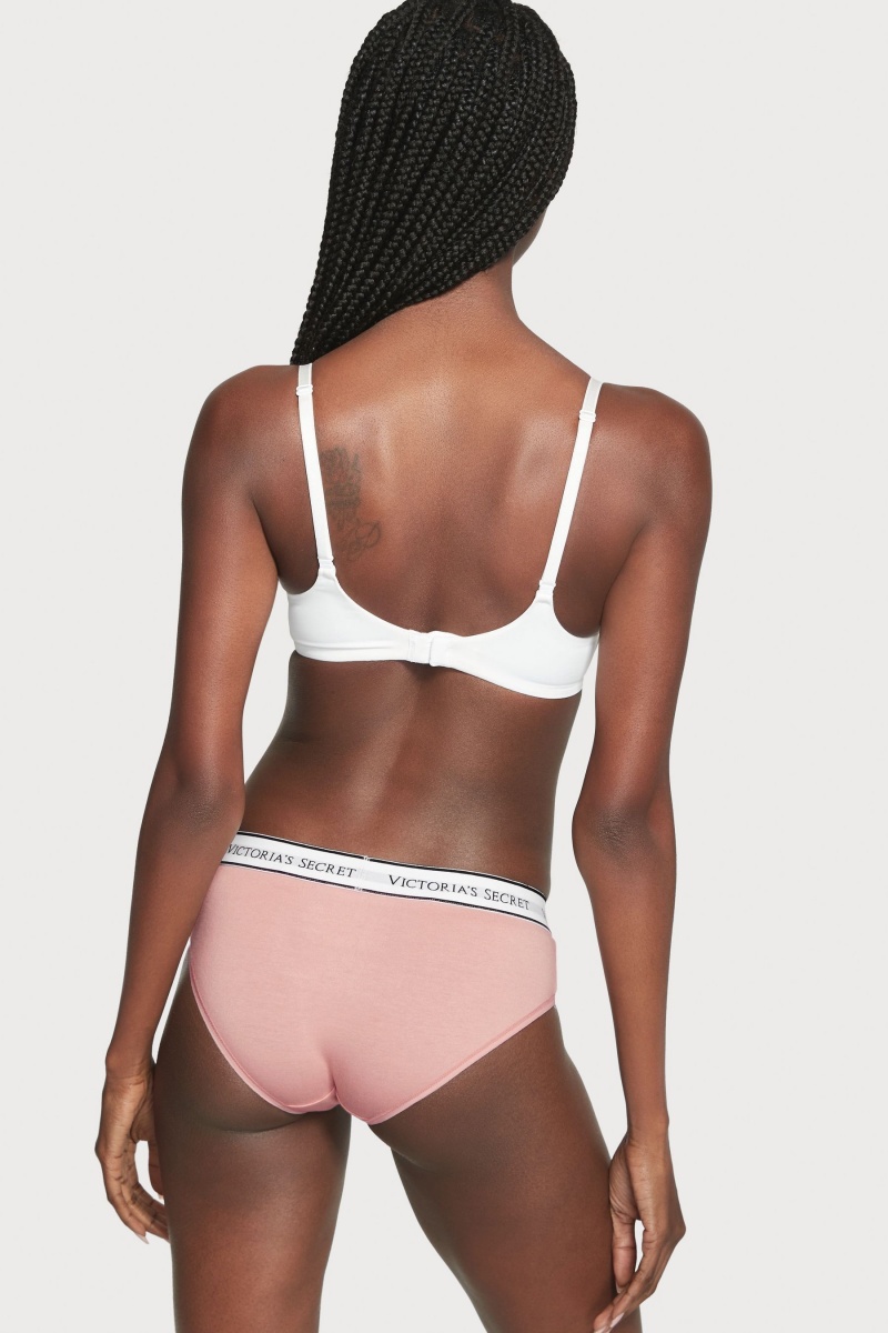 Misty Rose Pink Victoria's Secret Stretch Cotton Logo Knickers | 3514VUDRE