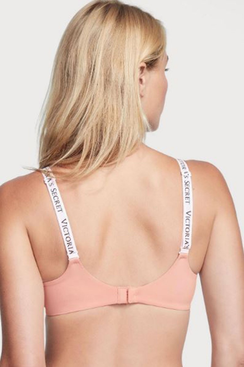 Misty Rose Pink Victoria's Secret The T-Shirt Lightly Lined Demi Logo Bra | 1248LWDEH