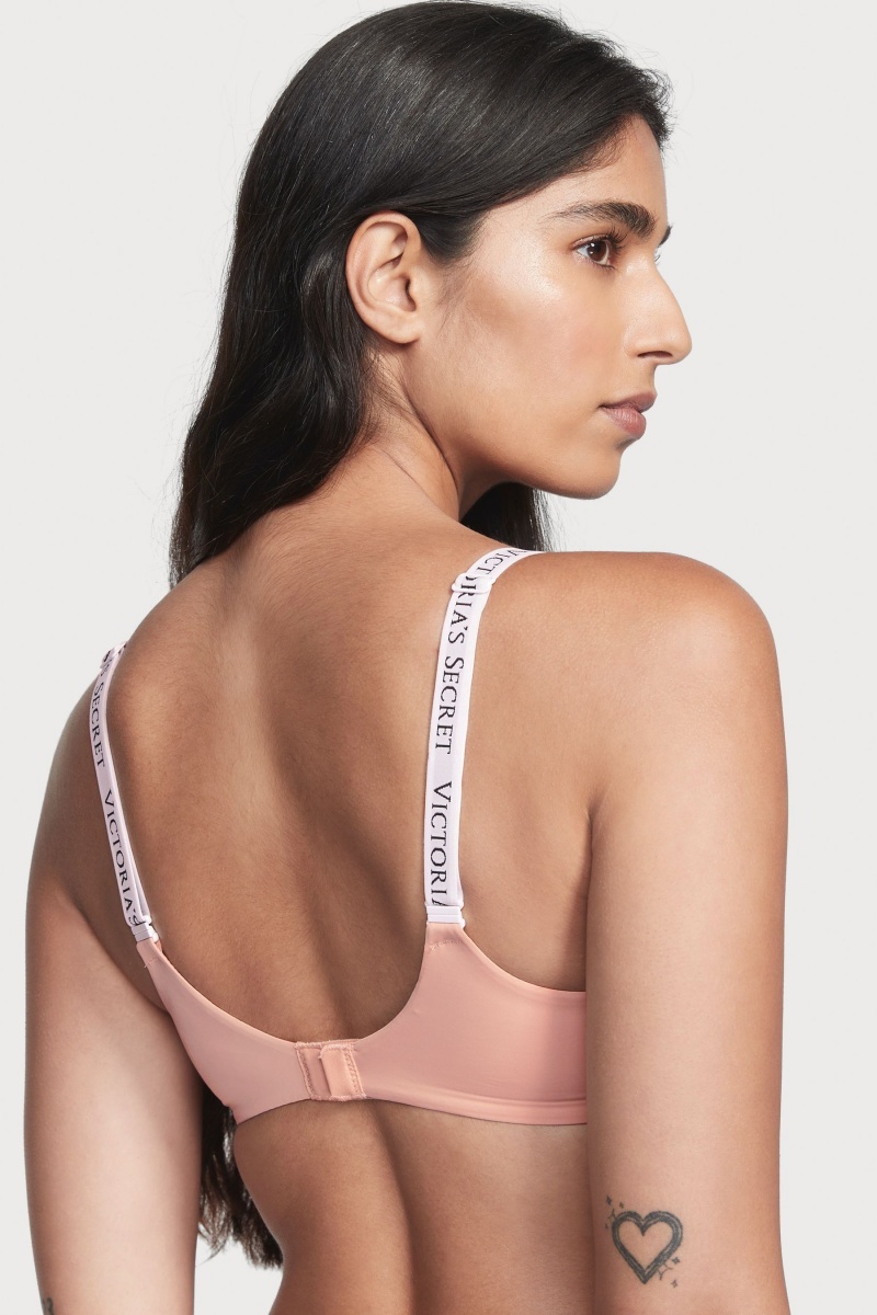 Misty Rose Pink Victoria's Secret The T-Shirt Full Coverage Push Up Logo Bra | 9415LSHAV