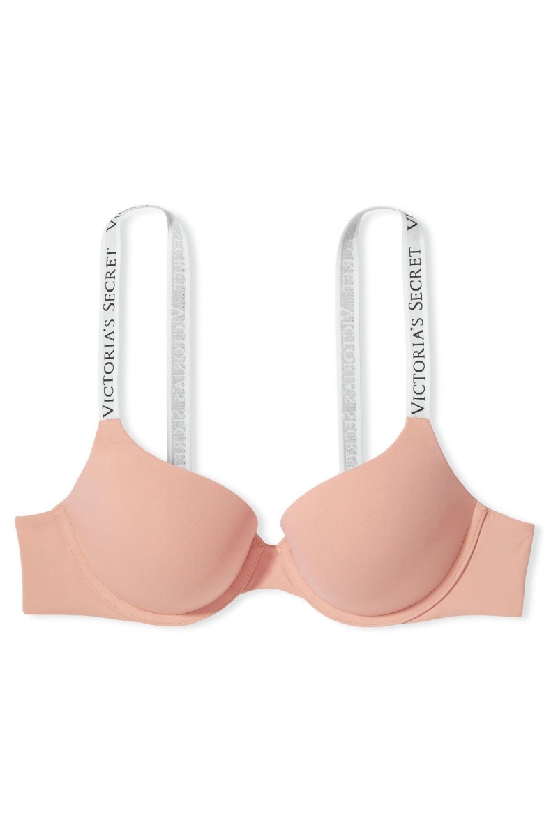 Misty Rose Pink Victoria's Secret The T-Shirt Full Coverage Push Up Logo Bra | 9415LSHAV