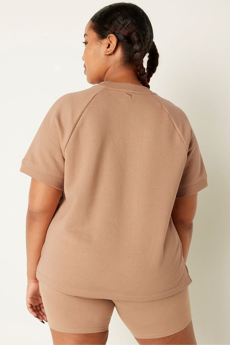 Mocha Latte Brown Victoria's Secret Short Sleeve Oversized Crew Neck T-Shirt | 8326MXSPN