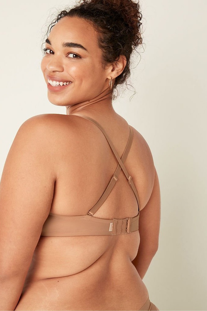 Mocha Latte Nude Victoria's Secret Wear Everywhere Smooth Multiway Strapless Push Up Bra | 1238BNHFM