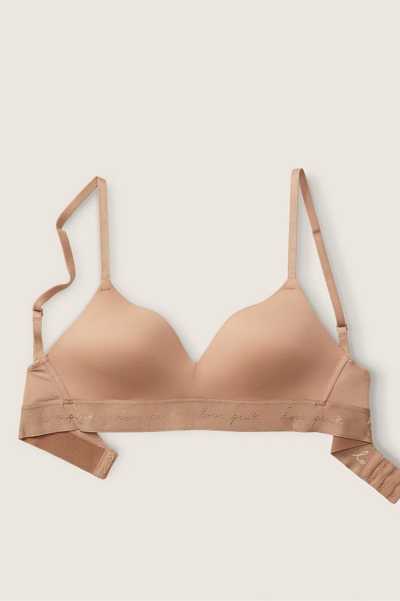 Mocha Latte Nude Victoria's Secret Wear Everywhere Smooth Lightly Lined Non Wired T-Shirt Bra | 4058TYXQH