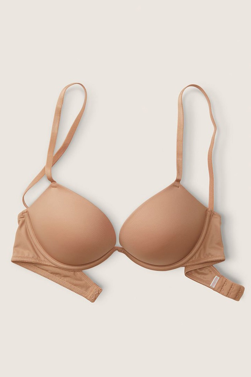 Mocha Latte Nude Victoria's Secret Wear Everywhere Smooth Push Up T-Shirt Bra | 9015XIRCA