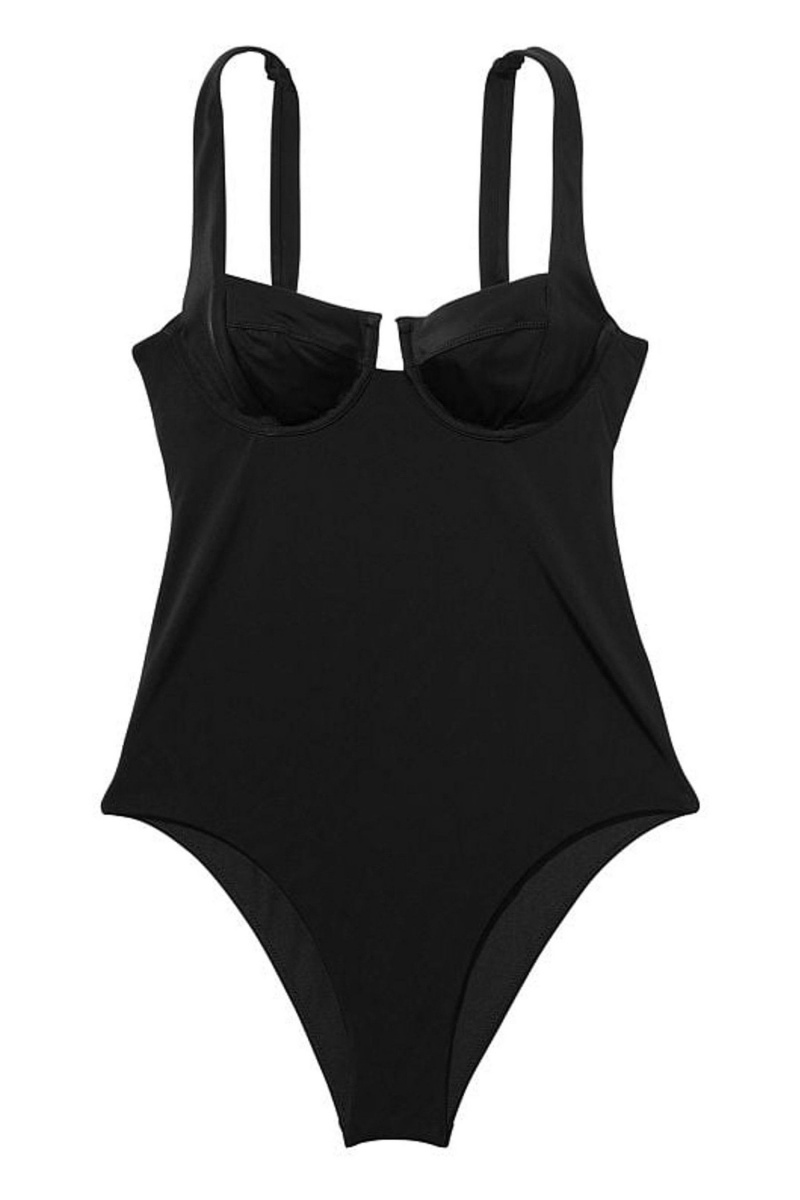 Nero Black Victoria's Secret Tie Back Swimsuit | 4603RCQGZ