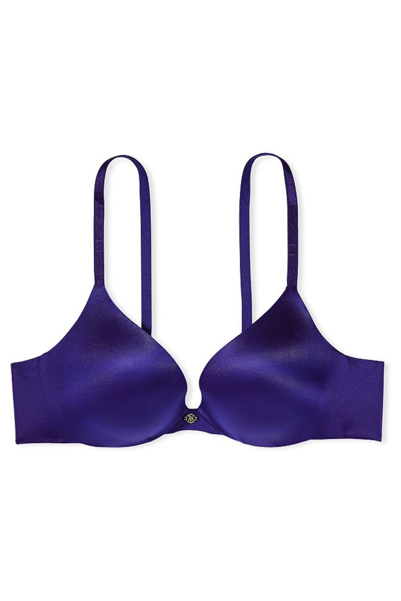 Night Ocean Blue Victoria's Secret Very Sexy Smooth Non Wired Plunge Push Up Bra | 0851PFGCY