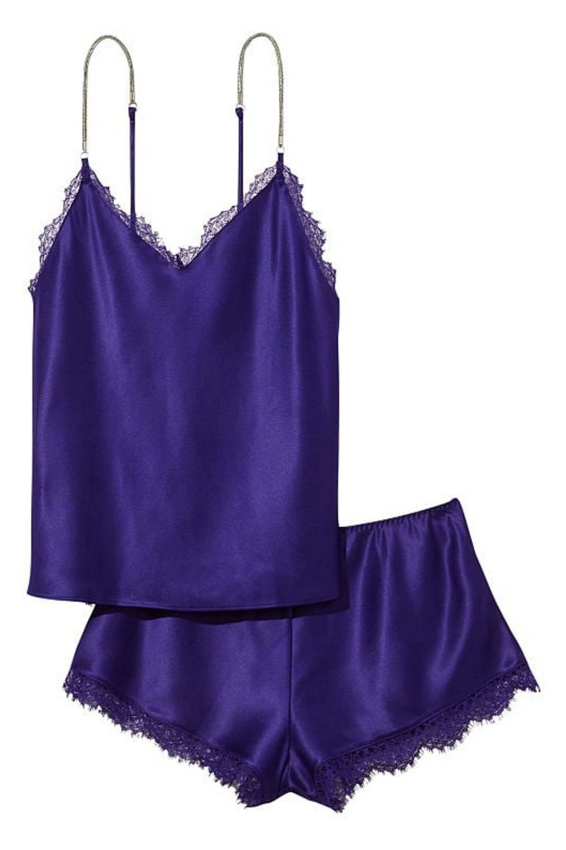 Night Ocean Victoria's Secret Satin Lace Back Cami Set | 6953DRUPM