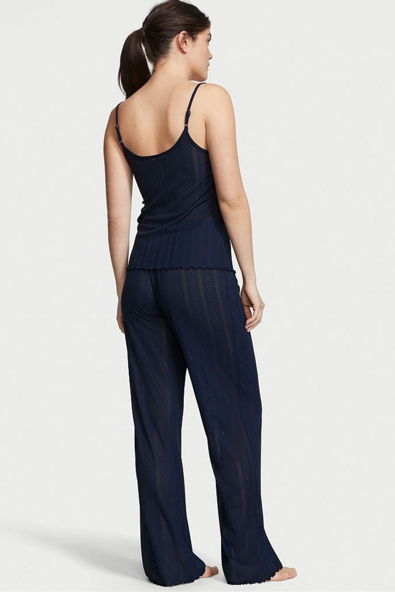 Noir Navy Blue Victoria's Secret Cami Long Pyjamas | 7495OYSFJ