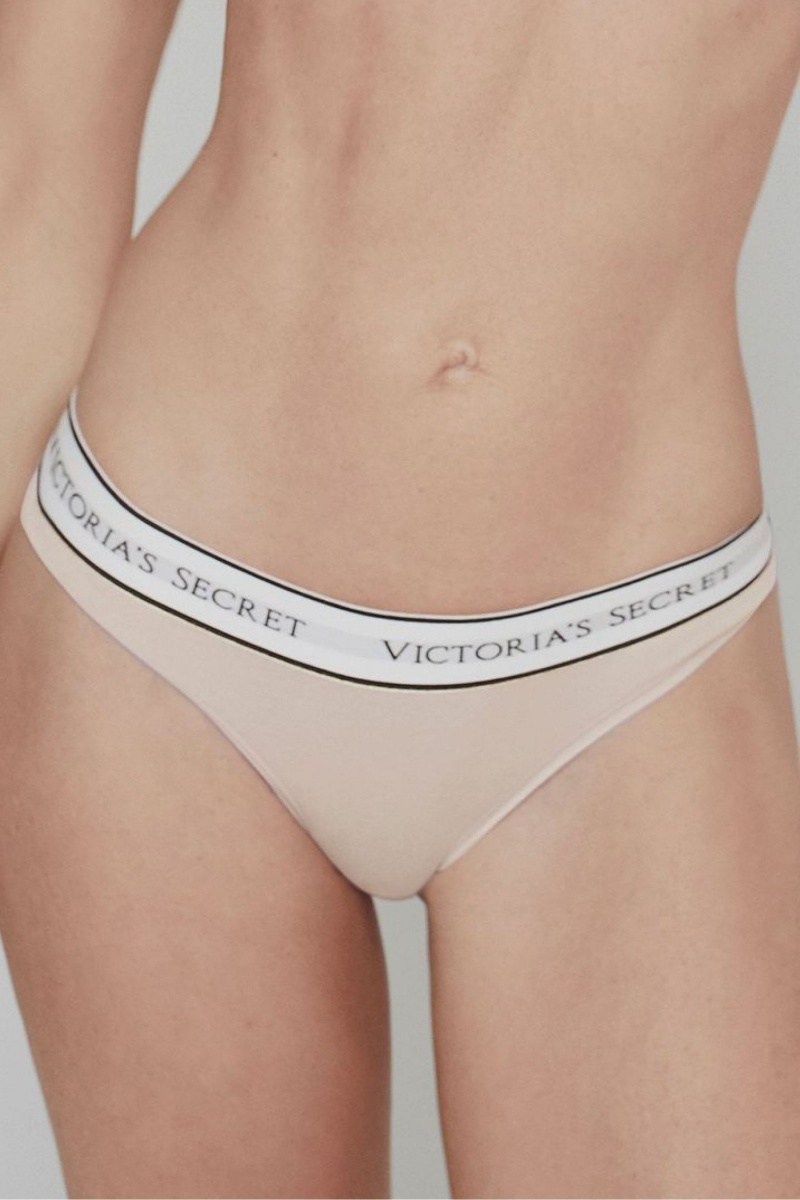 Nude Victoria\'s Secret Stretch Cotton Logo Knickers | 5028RNCTK