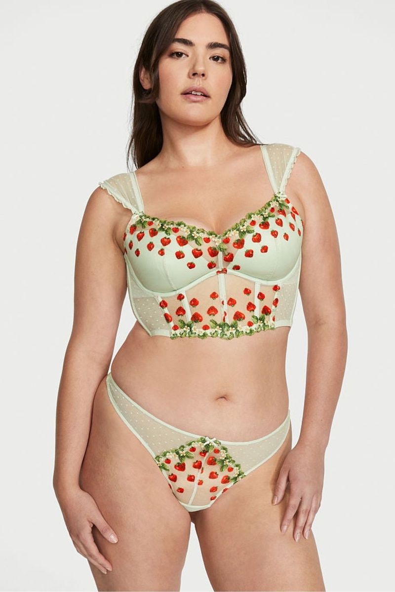 Pale Green Victoria's Secret Dream Angels Strawberry Embroidered Bra | 1247ZTVYF