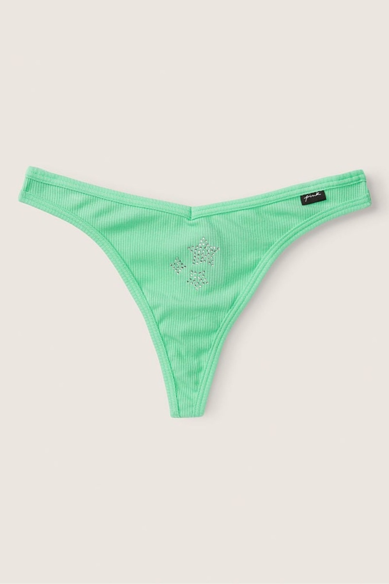 Peppermint Green Victoria's Secret Stretch Cotton Cotton Thong Knicker | 7895WQGKR