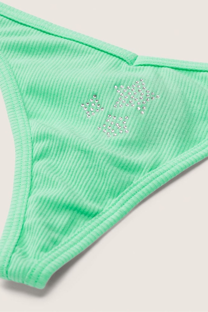 Peppermint Green Victoria's Secret Stretch Cotton Cotton Thong Knicker | 7895WQGKR