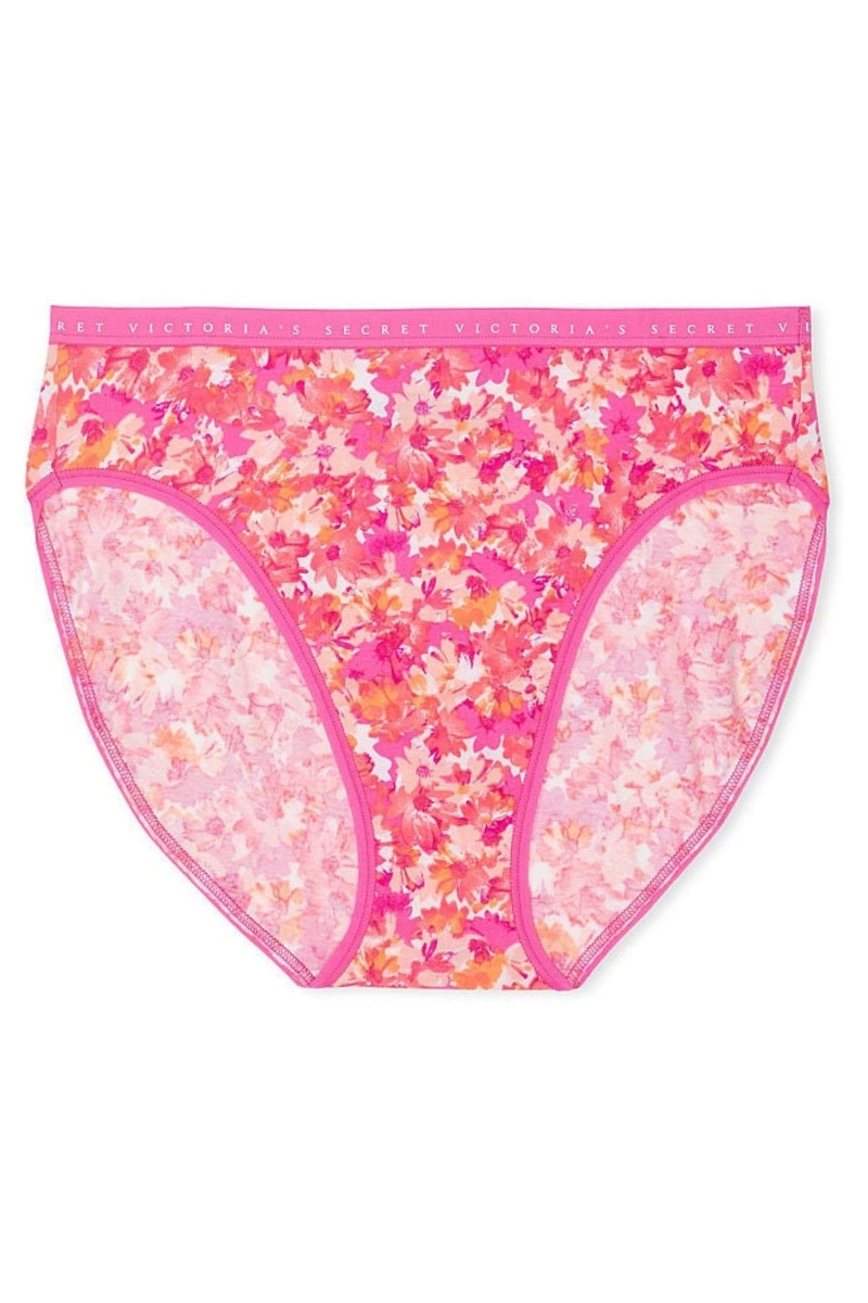 Pink Splash Floral Victoria's Secret Stretch Cotton Stretch Cotton High Leg Brief Knickers | 6547TZIBH