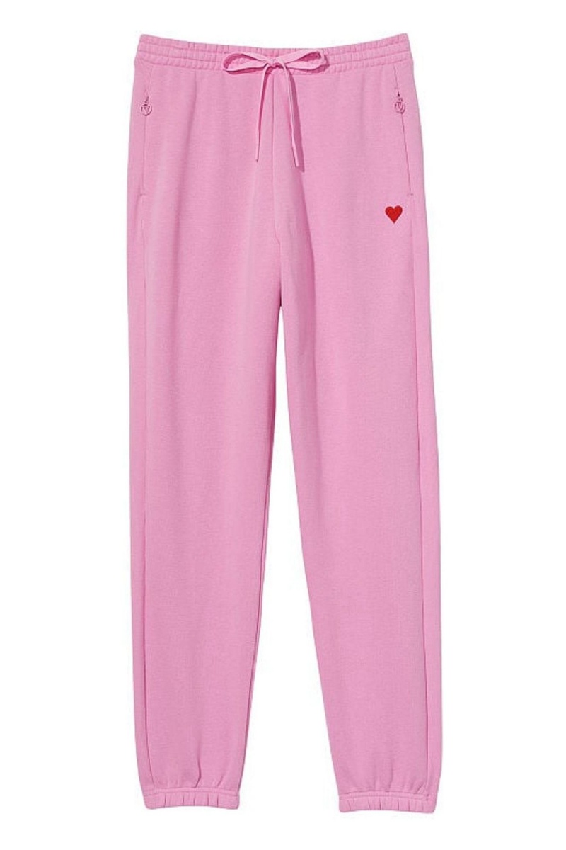 Pink Victoria's Secret Cotton Fleece Gym Joggers | 6953QYJLR