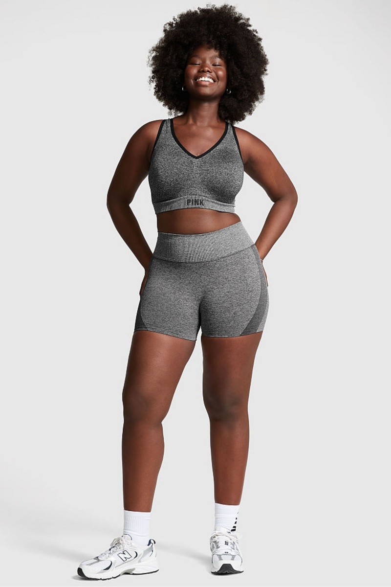 Pure Black Marl Victoria's Secret Seamless High Waist Short | 6431WHQTE