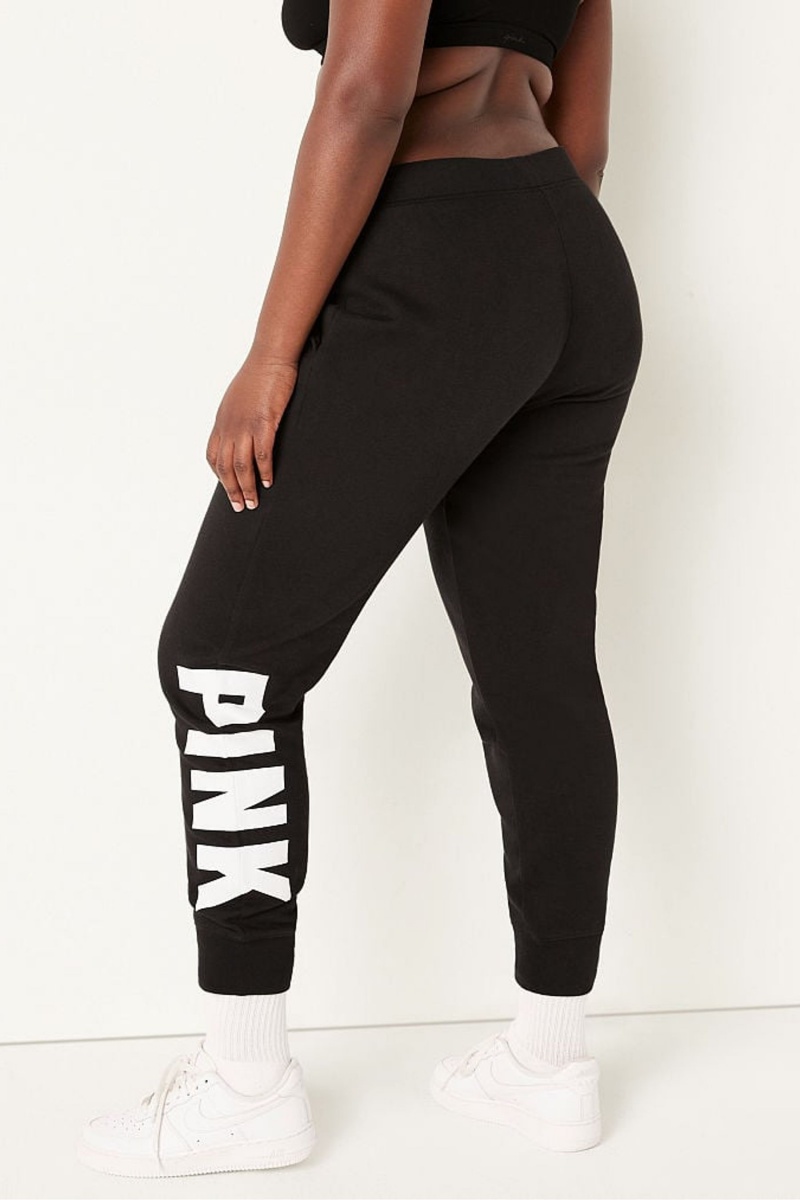 Pure Black Sans Logo Victoria's Secret Fleece Lounge Jogger | 5204ZUJQA