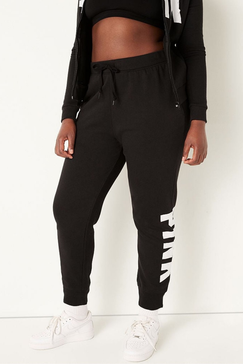 Pure Black Sans Logo Victoria\'s Secret Fleece Lounge Jogger | 5204ZUJQA