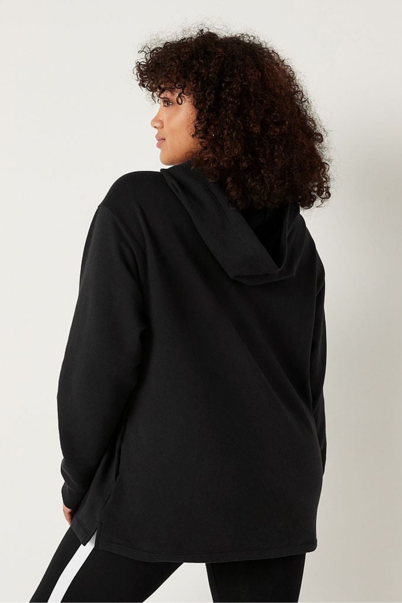 Pure Black Sans Logo Victoria's Secret Fleece Campus Hoodie | 5792LRFQX