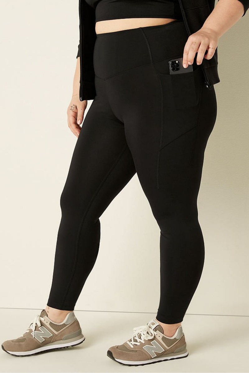 Pure Black Victoria's Secret High Waist Crop Legging | 5436JNSCF