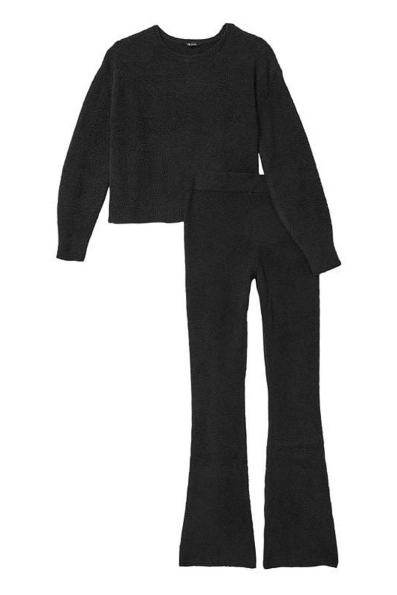 Pure Black Victoria's Secret Knit Lounge Set | 0674MFHVD