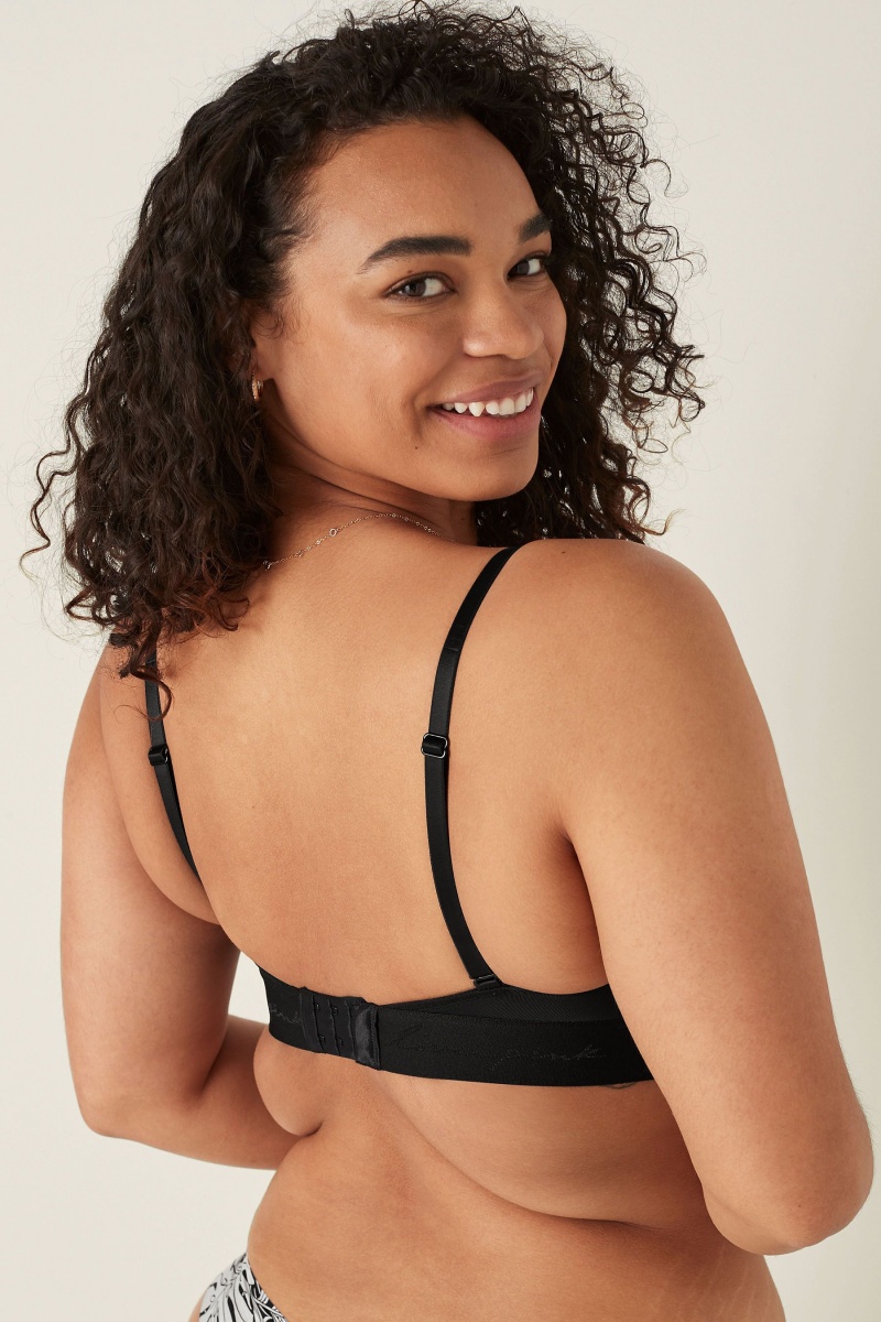 Pure Black Victoria's Secret Seamless Seamless Lightly Lined Low Impact Racerback Sports Bra | 8750EBIWM