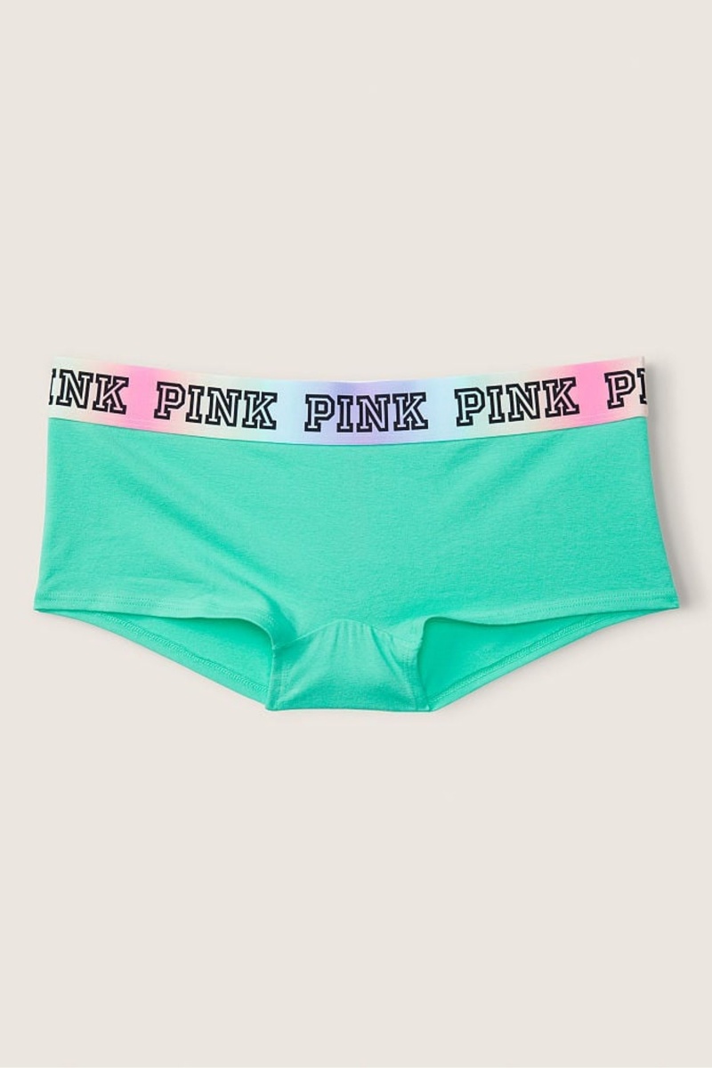 Pure Black Victoria's Secret Stretch Cotton Logo Short Knickers | 0814TDSGM