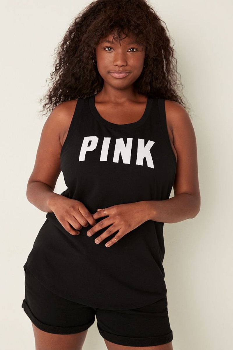 Pure Black Victoria\'s Secret Tank Top | 6752NZGFM