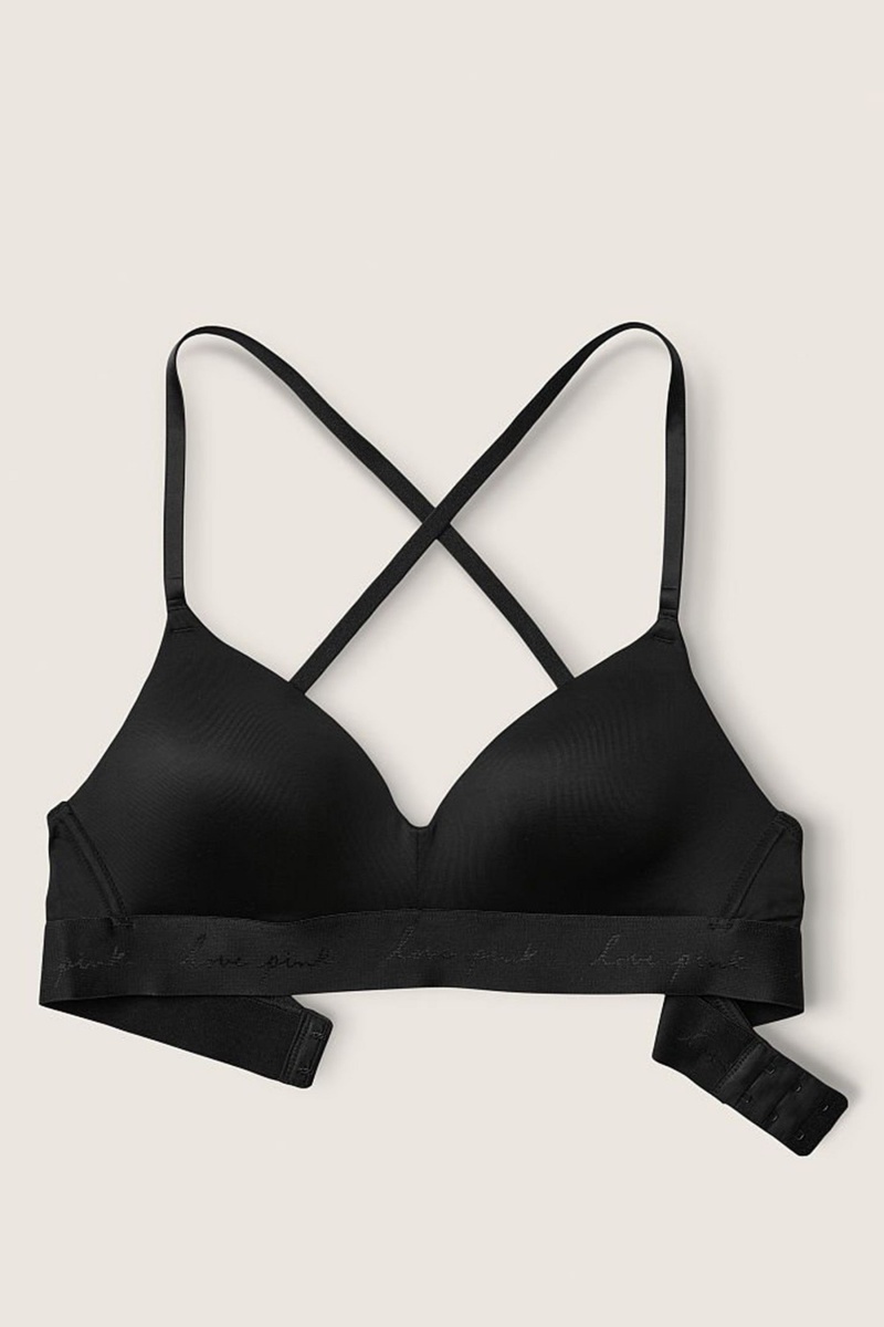 Pure Black Victoria's Secret Wear Everywhere Smooth Lightly Lined Non Wired T-Shirt Bra | 4932OCGZP