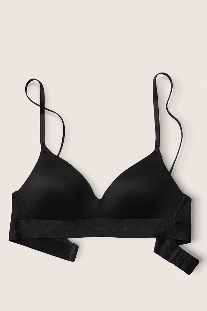 Pure Black Victoria\'s Secret Wear Everywhere Smooth Lightly Lined Non Wired T-Shirt Bra | 4932OCGZP