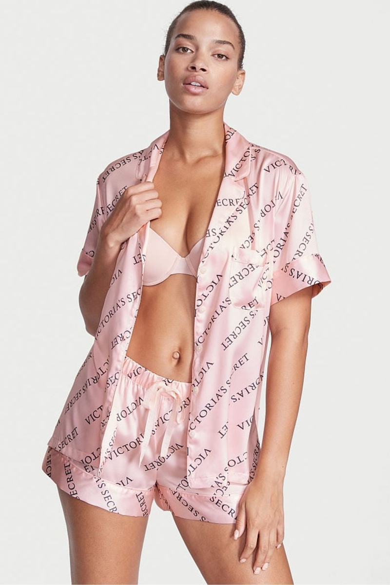 Purest Pink VS Victoria\'s Secret Satin Short Pyjamas | 2940INWKQ