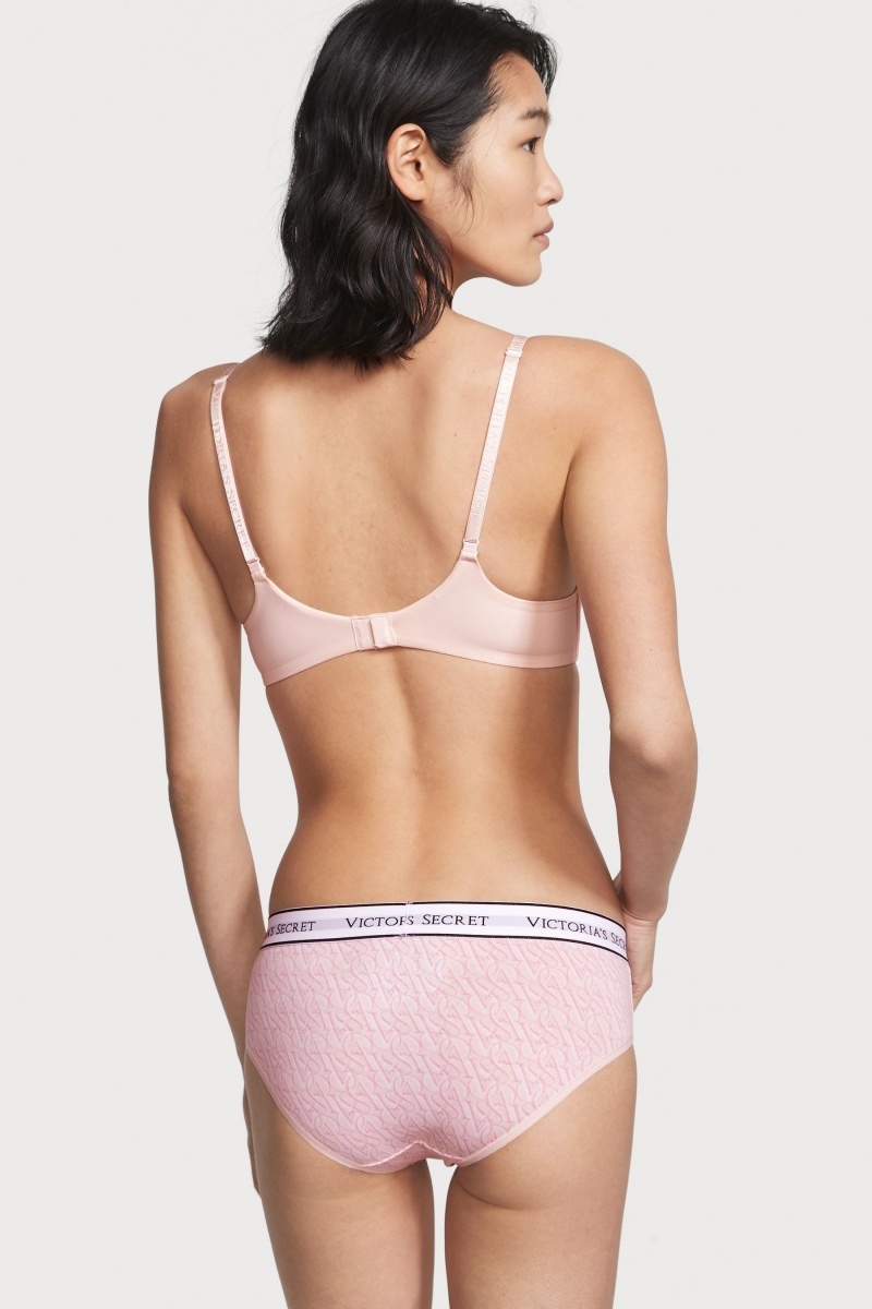 Purest Pink Victoria's Secret Stretch Cotton Logo Knickers | 4921WMJAG