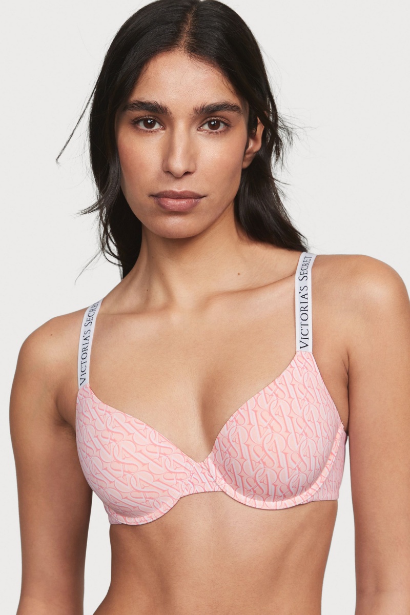 Purest Pink Victoria's Secret The T-Shirt Lightly Lined Demi Logo Bra | 1432OLQHY