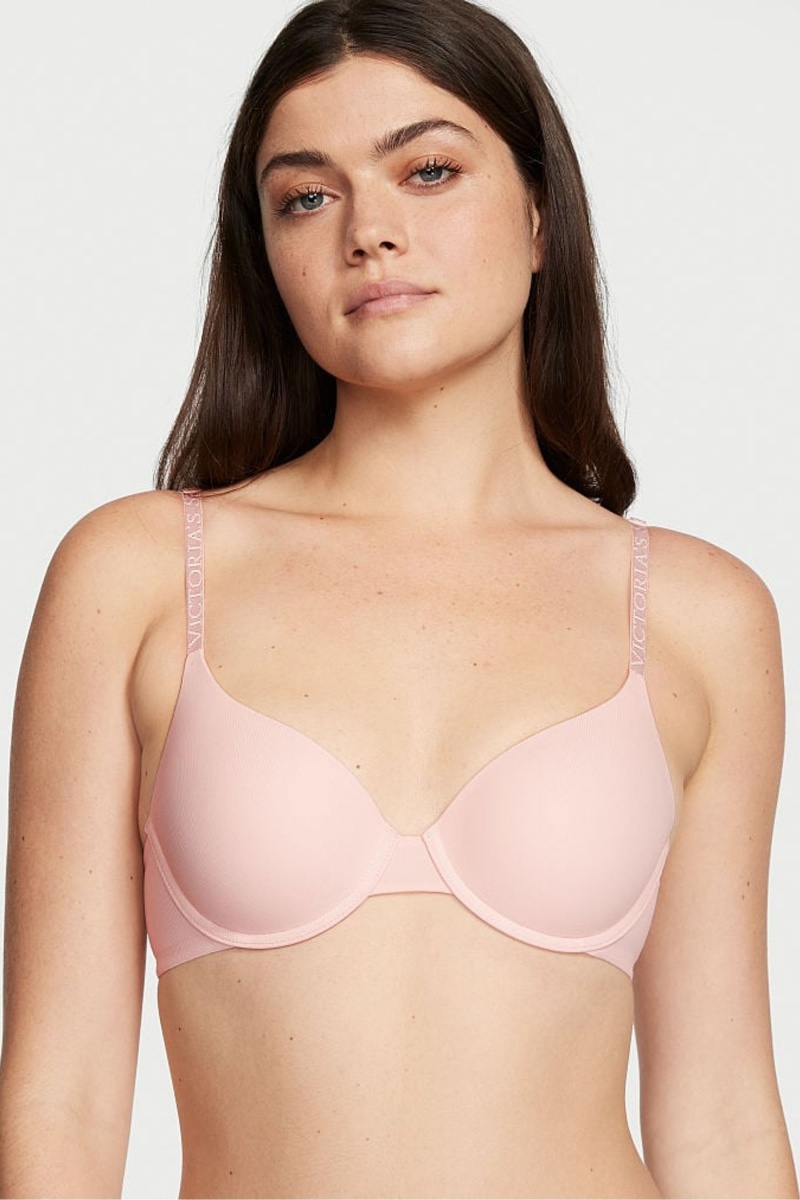 Purest Pink Victoria\'s Secret The T-Shirt Smooth Lightly Lined T-Shirt Bra | 8046PESLH