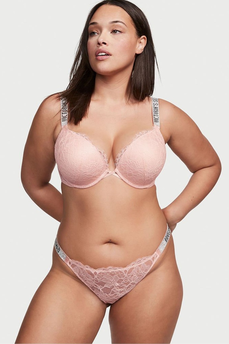 Purest Pink Victoria's Secret Very Sexy Shine Strap Add 2 Cups Bombshell Bra | 0314ZHNXR