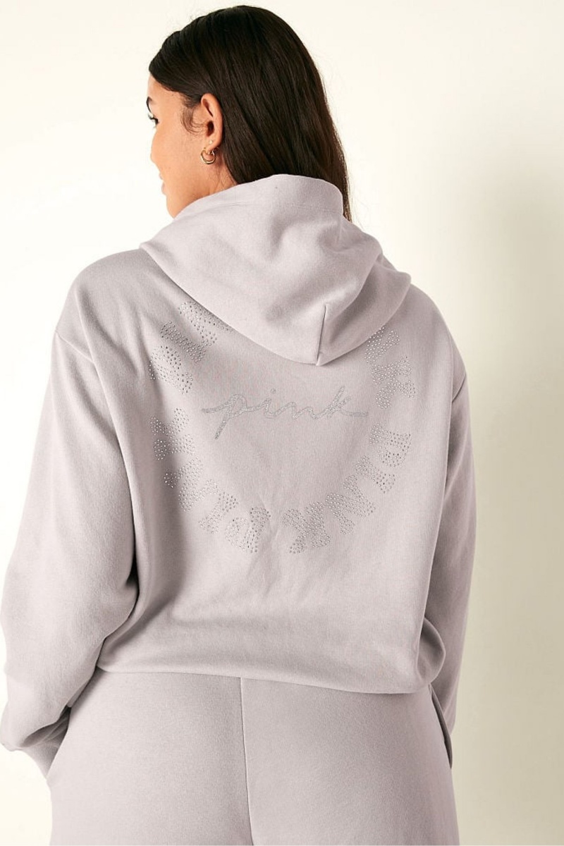 Purple Victoria's Secret Fleece Cropped Cinched Campus Hoodie | 2850NQXCD