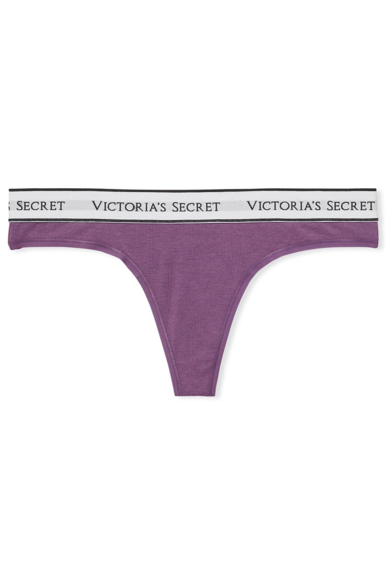 Purple Victoria's Secret Stretch Cotton Logo Knickers | 5724EDKCW