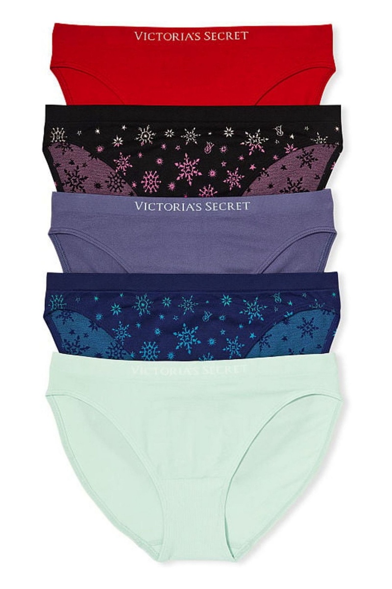 Red/Blue/Purple/Black/Green Victoria\'s Secret Seamless Bikini Knickers 5 Pack | 9501BMECK