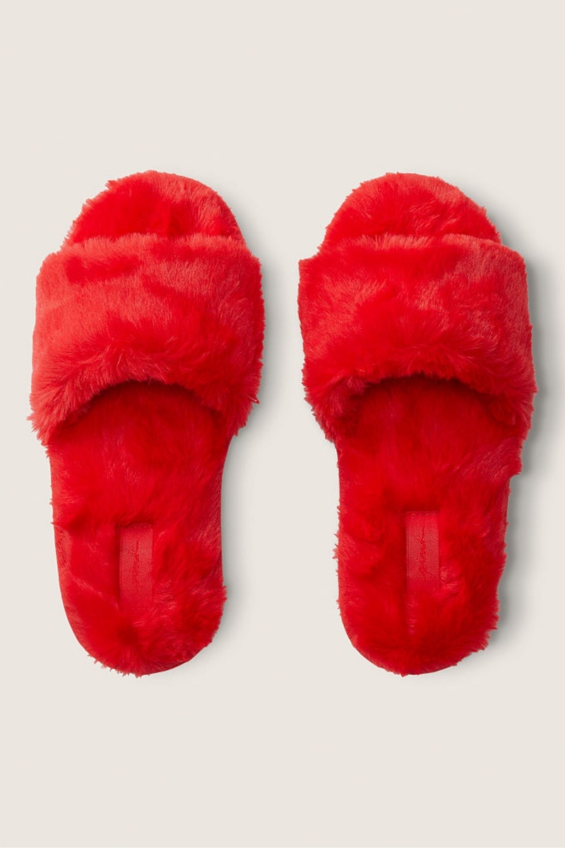 Red Pepper Victoria's Secret Faux Fur Slippers | 9456SKHZX