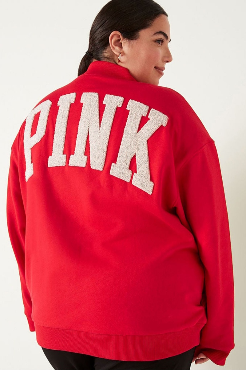 Red Pepper Victoria's Secret Fleece Varsity Jacket | 9756WZRHS