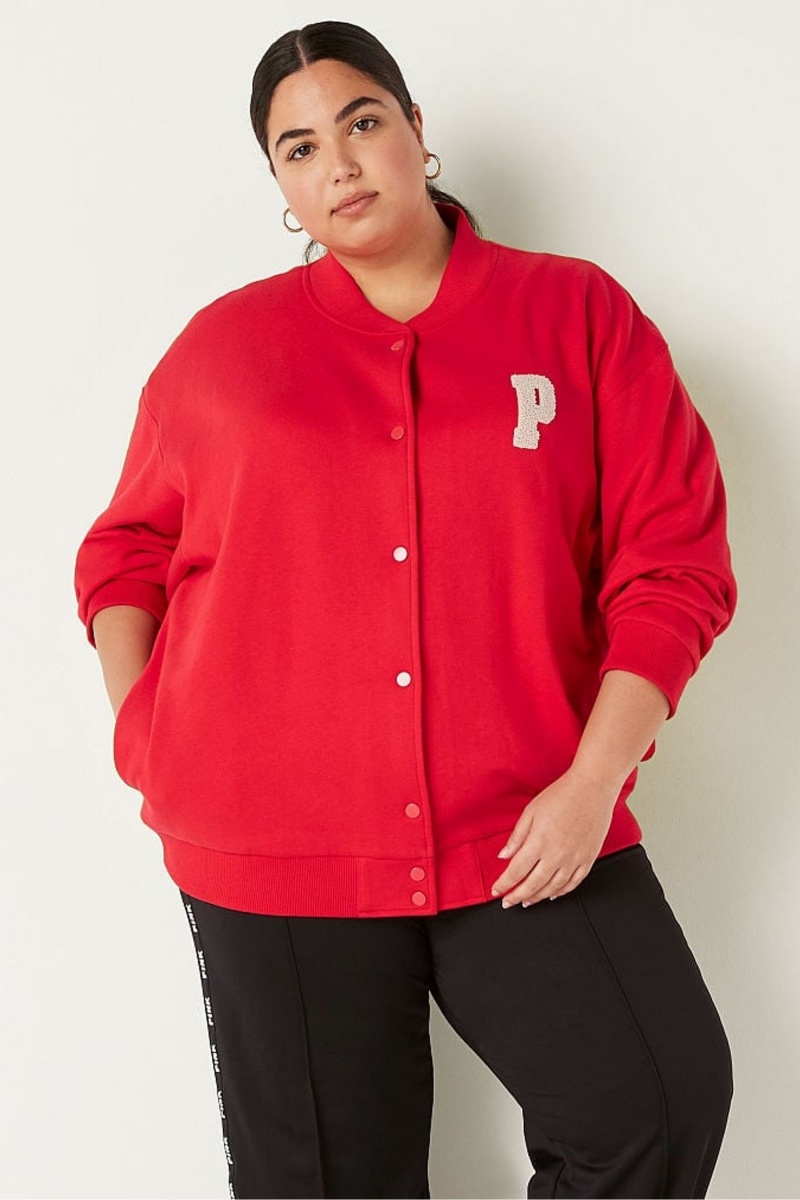 Red Pepper Victoria's Secret Fleece Varsity Jacket | 9756WZRHS